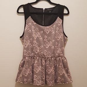 NWOT Forever 21+ Peplum Sleeveless Floral Top